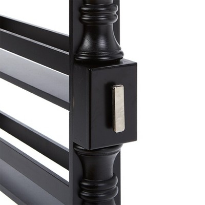 Slim Black Wooden Rolling Kitchen Cart with 4 Shelves
