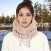 Anna-Kaci Women's Faux Fur Lined Knit Hooded Scarf with Adjustable Drawstring and Full Coverage for Winter Warmth - Khaki - 4 of 4