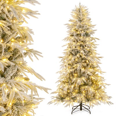 Tangkula 6/7/8 FT Artificial Christmas Tree w/1108 PE PVC Branch Tips & 250/340/450 LED Lights