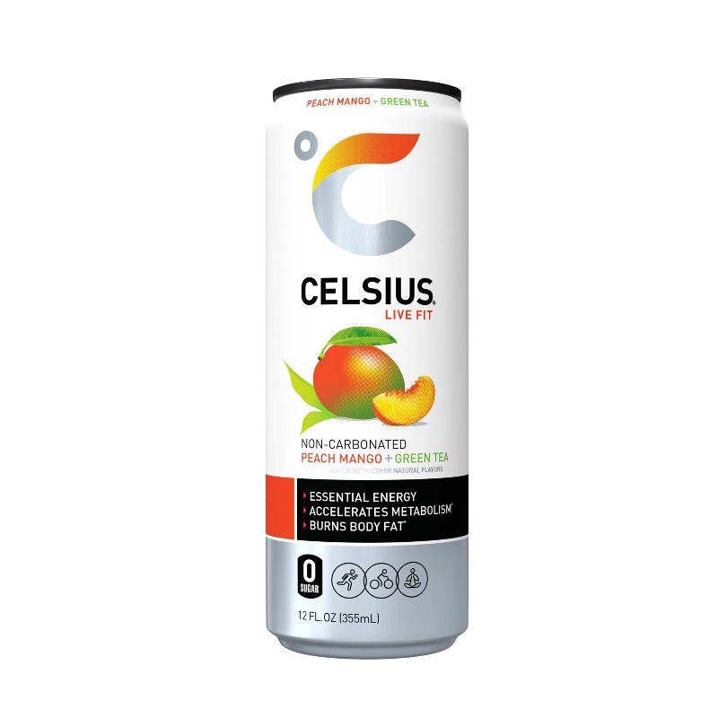 Celsius Green Tea Peach Mango Energy Drink - 12 fl oz Can, 1 of 9