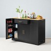 53" Kitchen Storage Island with Drawer, Adjustable Shelves, Tilt-Out Trash Can Cabinet, Modern Farmhouse Style Kitchen Cart for Food Prep, Dining - 2 of 4