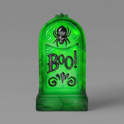 21" 'Boo!' Plastic Glow Tombstones Halloween Decorative Prop Neon Green - Hyde and EEK! Boutique™