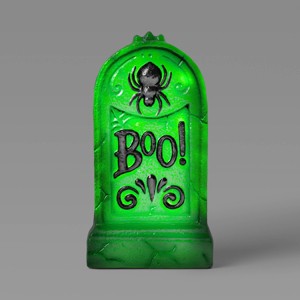 21" 'Boo!' Plastic Glow Tombstones Halloween Decorative Prop Neon Green - Hyde and EEK! Boutique™ - 1 of 3