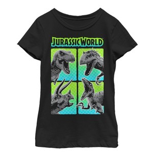 Girl's Jurassic World Dinosaur Panel Battle T-Shirt - 1 of 3