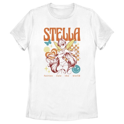 Women s Winx Club Stella Fairies Rule The World T shirt White X Large Target