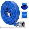 Syemin Drip Irrigation 100Ft Pool Backwash Hose, Heavy Duty Reinforced Blue Flat Water Discharge Pump Hoses for Swimming Drain Pools, Blue, 2"*2"*2" - 3 of 4