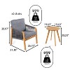 Aveiro 3-Piece Modern Bohemian Roped Acacia Wood Conversation Outdoor Patio Set with Cushions - JONATHAN Y - 3 of 4