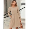 Coolmee Women Casual Crew Neck Jacquard Knit Bubble Long Sleeve A-Line Sweater Mini Dress With Pockets - 2 of 4