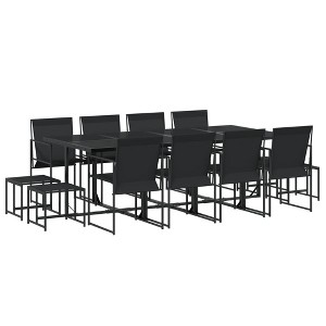 vidaXL Patio Dining Set Table and Chair Garden Outdoor Furniture Black Textilene - 1 of 4