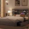 Jojoka Full/Queen Size Bed Frame with Bookcase Headboard, 4 Storage Drawers, Charging Station, Metal Support, No Box Spring Needed, Noise-Free - 3 of 4