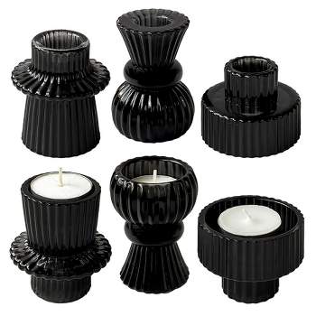 Kate Aspen Dual Sided Ribbed Candlestick/Tealight Holders- Set of 6
