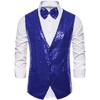 Lars Amadeus Men's Sequin Shiny Slim Fit Sleeveless Suit Waistcoat Set with Bow Tie - 3 of 4