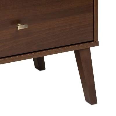 Mid-Century Modern Cherry 2-Drawer Wide Nightstand