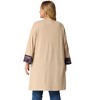 Agnes Orinda Women's Plus Size Contrast Placket Sleeves Knit Open Front Cardigans - 4 of 4