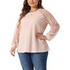 Agnes Orinda Women's Plus Size Lace Crew Neck Long Sleeve Knit Blouses - 2 of 4