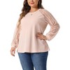 Agnes Orinda Women's Plus Size Lace Crew Neck Long Sleeve Knit Blouses - image 2 of 4