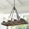 LNC Laius 8-Lights 30" Black and Brown Wood Mordern Farmhouse Rectangle Kitchen Island Pendant  Lights, with 8 Froested Glass Shade - 2 of 4