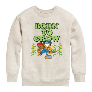 Boys' - Garfield - Born To Grow Graphic Long Sleeve Fleece Sweatshirt - 1 of 4
