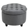 HOMCOM Round Linen-touch Fabric Storage Stool Ottoman Button Tufted Footrest with Removable Lid for Living Room, Entryway, or Bedroom, gray - 4 of 4