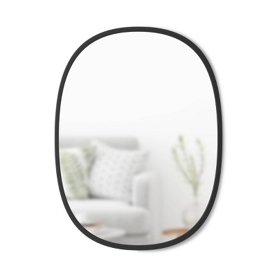 Sleek Modern Oval Hub Wall Mirror 18"x24" in Black
