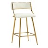 Modern 26'' Counter Height Bar Stools Set of 2 Corduroy Island Bar Stool with Back Golden Chromed Footrest for Kitchen,Dining Room-Tanpinhause - 4 of 4