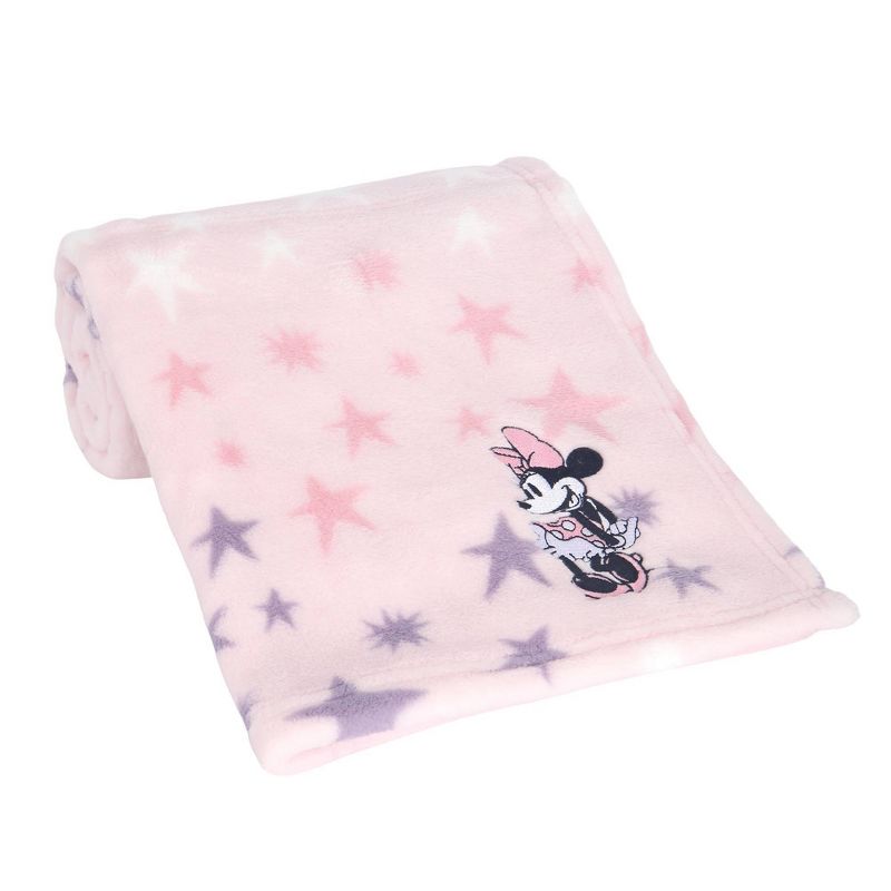 Lambs &#38; Ivy Disney Baby Minnie Mouse Appliqued Pink Star Fleece Baby Blanket, 3 of 5