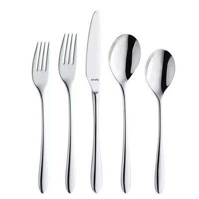 Amefa Cuba 20-piece Premium 18/10 Stainless Steel Flatware Set, High Gloss Mirror Finish, Service for 4, Dishwasher Safe, Rust resistant Cutlery.