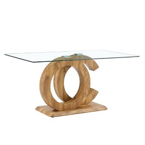 NicBex Modern 63 Inch Rectangle Dining Table with Tempered Glass Tabletop and OC-Shaped MDF Bracket for 6 to 8 - 1 of 4