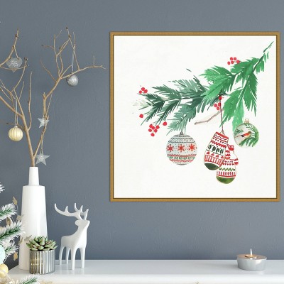 Christmas Morning Gold Framed Canvas Wall Art, 22" x 22"