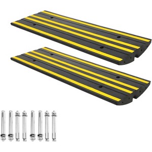48"  Rubber Driveway Ramps, Heavy Duty Accessibility Ramps with Drainage Grooves & Reflective Strips for Cars, Wheelchairs, Forklifts - 1 of 4