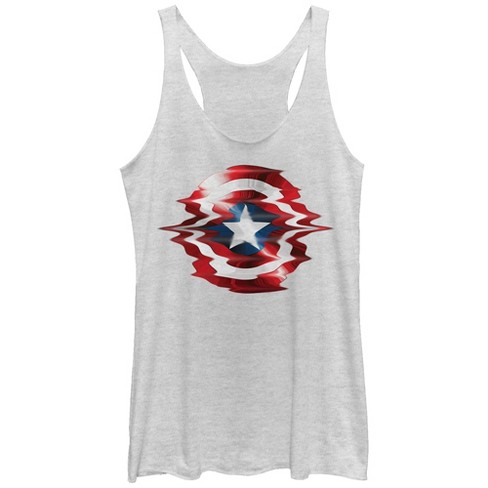Women's Marvel Captain America Glitch Racerback Tank Top - White Heather - Medium :