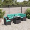 vidaXL 7 Piece Garden Sofa Set with Cushions Black Poly Rattan - Black - 2 of 4