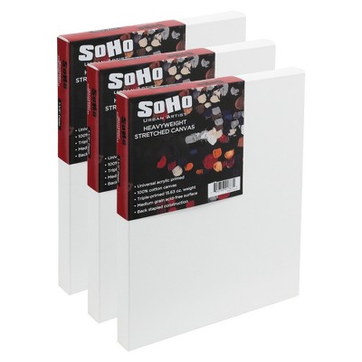 SoHo Urban Artist, Heavyweight Stretched Cotton Canvas for Painting - 1.5" Deep- 3 Pack, Triple Primed, 100% Cotton, Acid-Free, Archival, Universal