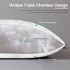 Medium Firm Feather Pillow, 100 Organic Cotton Cover, Queen Size Set of 2, Luxury Hotel Pillow, White 20x30 - 3 of 4