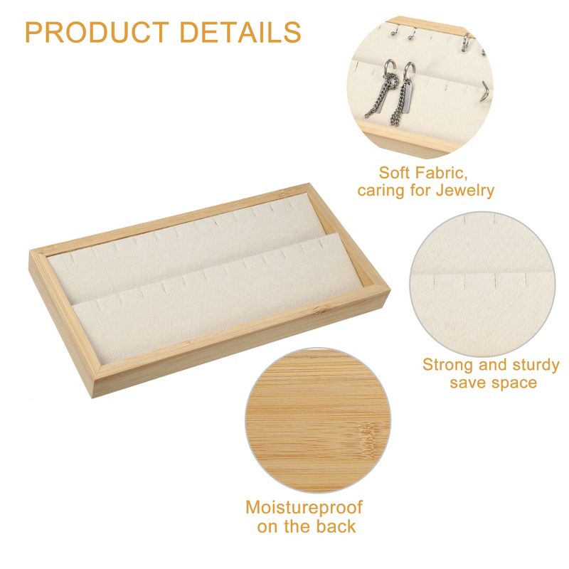 Unique Bargains Bamboo Wood Earrings Tray Stackable Storage Jewelry Tray Showcase Organizer 1 Pcs, 3 of 7
