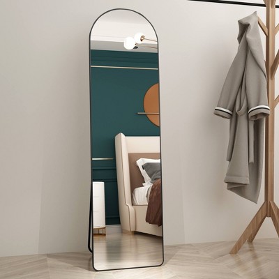 FONTOI Full Length Mirror, Floor Standing Mirror with Stand, Wall Mounted Mirror, Dressing Mirror for Bedroom, Cloakroom, Black, 16.5"*1.79"*59.8"