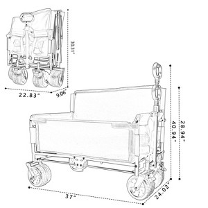 3-in-1 Convertible Folding Wagon Cart with Bench Seat & Storage - 500lbs Heavy-Duty Utility Wagon, 180L Capacity All-Terrain Wheels for Camping, black - 1 of 4