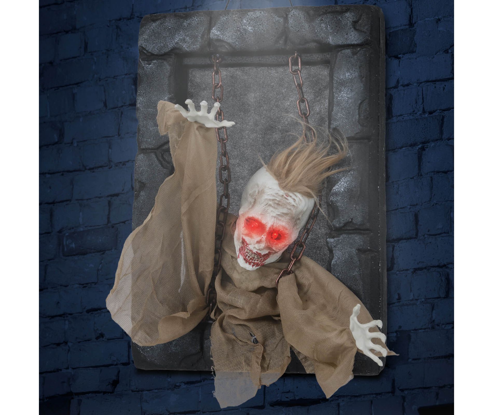 Costway Halloween Hanging Animated Zombie Prisoner Decoration Glowing Eye Indoor Outdoor