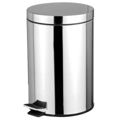 Home Basics  5 Liter Polished Stainless Steel Round Waste Bin, Silver