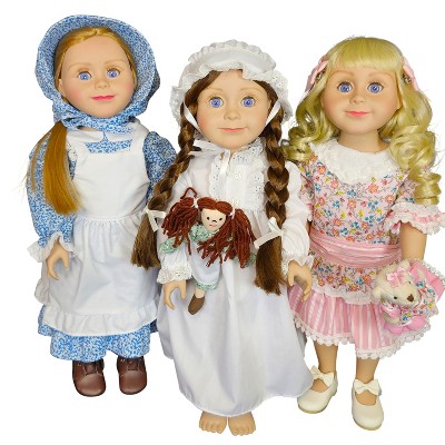 The Queens Treasures Little House 18" Dolls; Laura & Mary Ingalls, Nellie Oleson