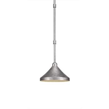 Toltec Lighting Vintage 1 - Light Pendant in  Aged Silver with 10” Aged Silver Cone Metal Shade Shade
