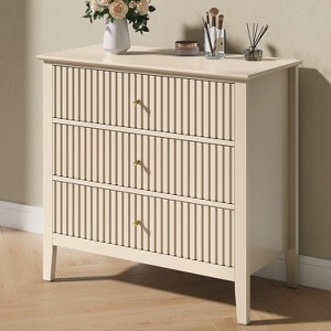 Heynemo 3 Drawer Dresser, Painted 30 Inch Tall Wood Nightstand with Storage, Wide Modern Chest of Drawers with Ball Bearing Slide - 1 of 4
