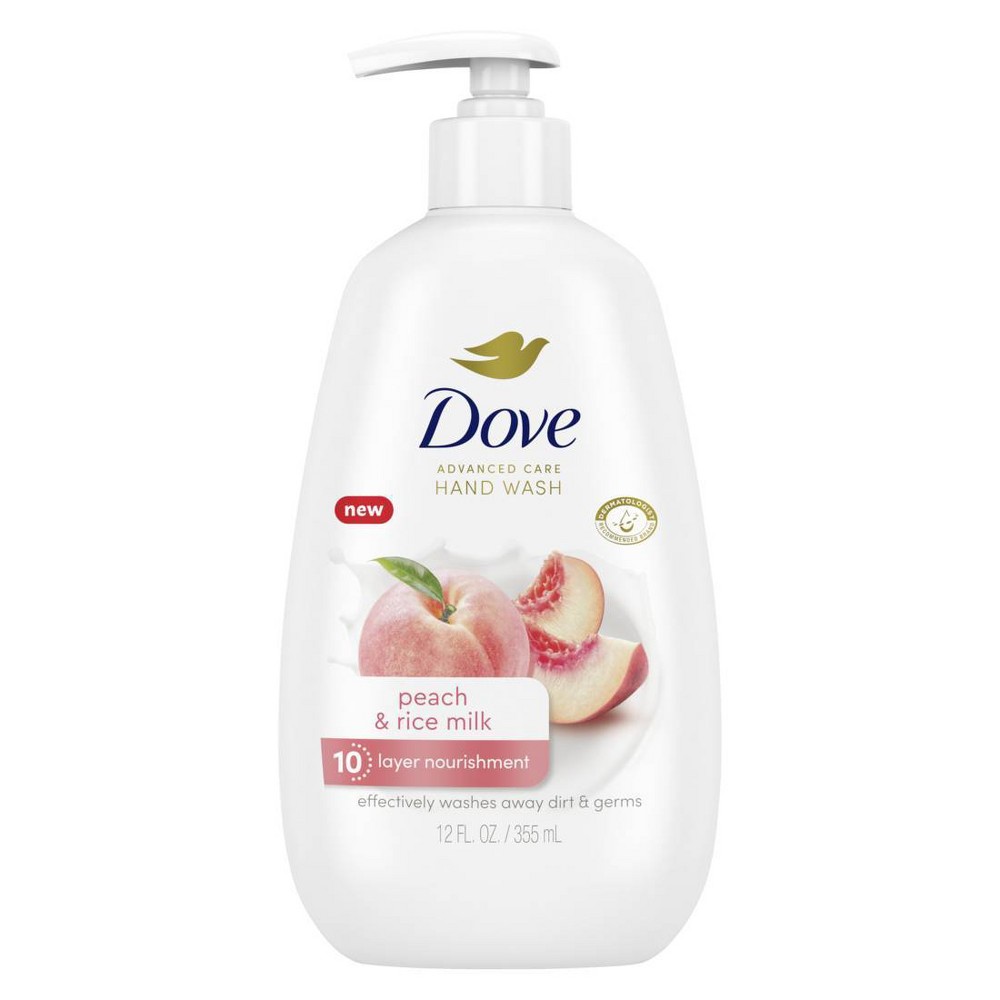 Photos - Shower Gel Dove Beauty Advanced Care Hand Wash - Peach & Rice Milk - 12 fl oz