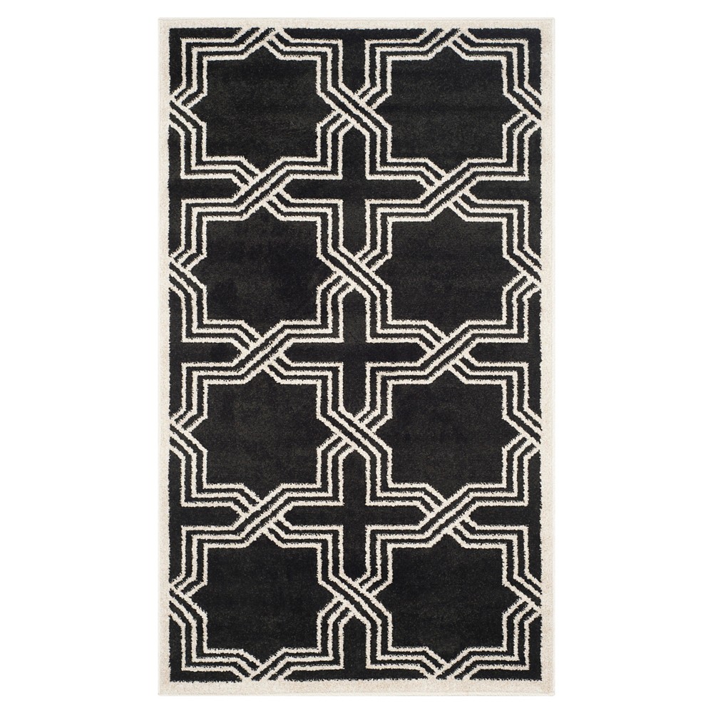 2'6inx4' Brea Indoor/Outdoor Rug Anthracite/Ivory - Safavieh