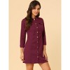 INSPIRE CHIC Women's 3/4 Sleeve Button Down Denim Shirt Dress - 2 of 4