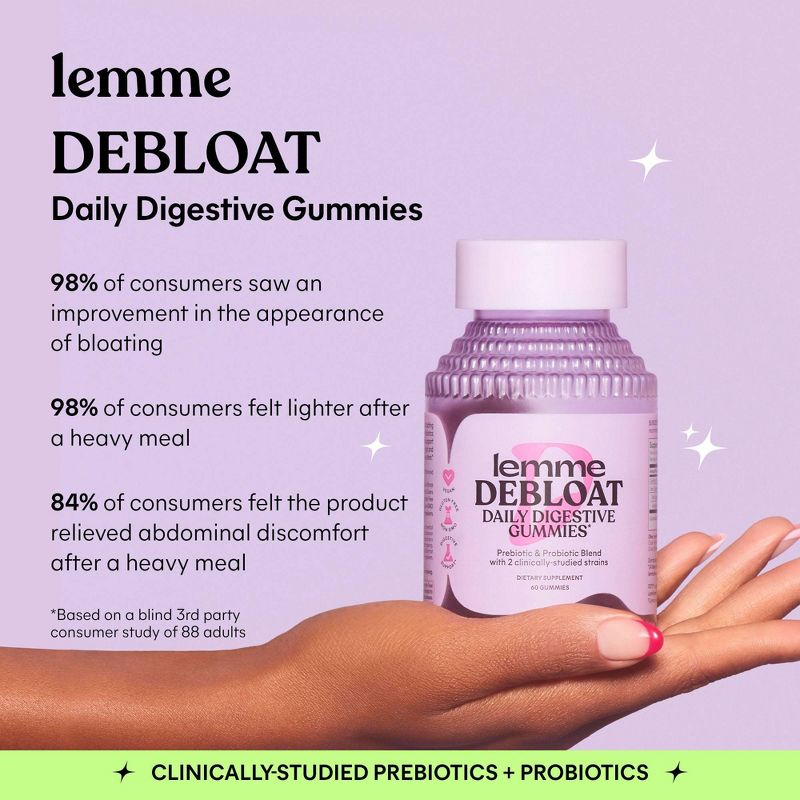 Lemme Debloat Daily Digestive Probiotic Vegan Gummies - 60ct, 6 of 8