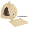 Pet Adobe Enclosed Igloo Cat Bed - Pet Tent With Removable Cushion Pad - Tan - 3 of 4