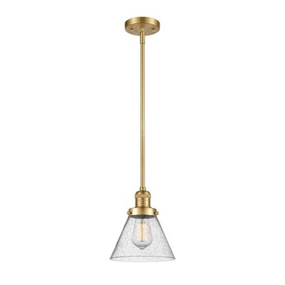 Cone - 1 Light Stem Hung Mini Pendant In Industrial Style-10 Inches Tall and 8 Inches Wide