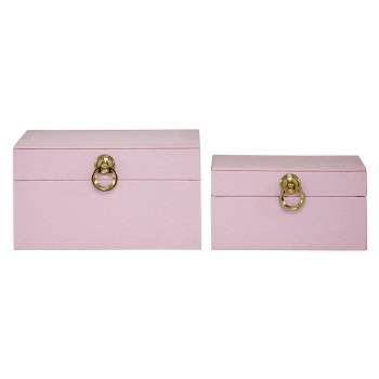 Set of 2 Glam Wood Box Pink - CosmoLiving by Cosmopolitan