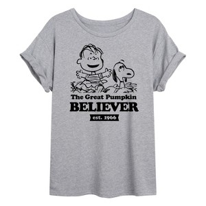 Women's - Peanuts - The Great Pumpkin Believer Oversized Graphic T-Shirt - 1 of 4